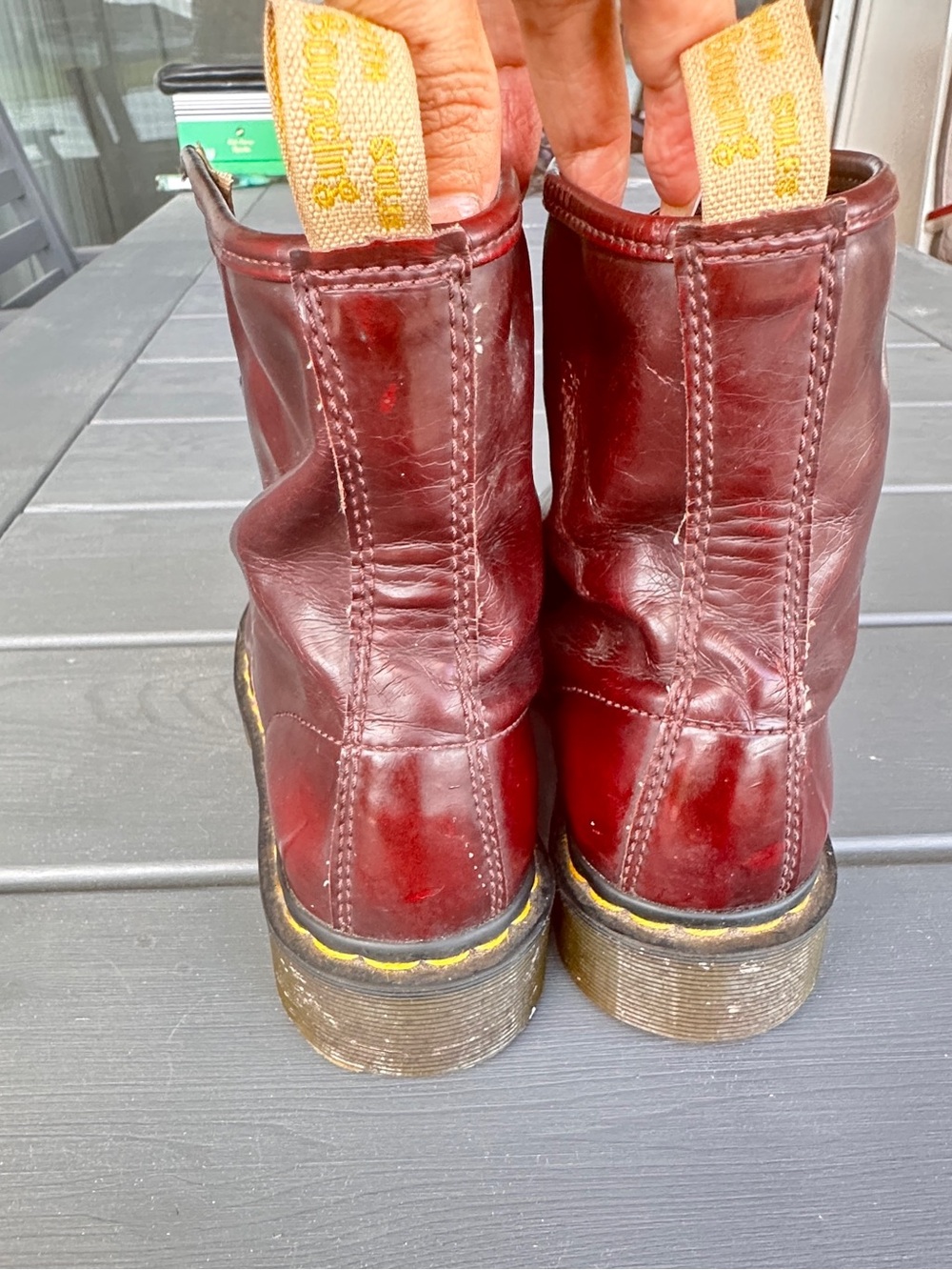 Dr Martens Vegan Cherry Red Boots Womens Size 7 Lace Up Smooth Leather Finish - Picture 4 of 9